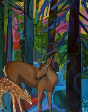 Deer and Baby in Blues